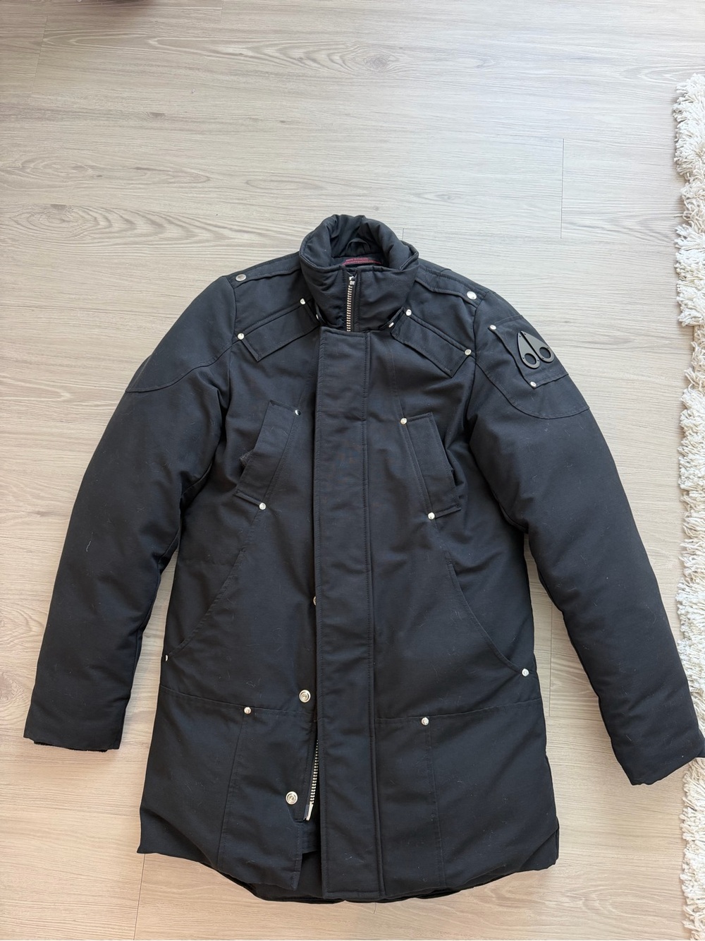 Moose Knuckles Black Men's Puffer Parka size small (more like a medium size)